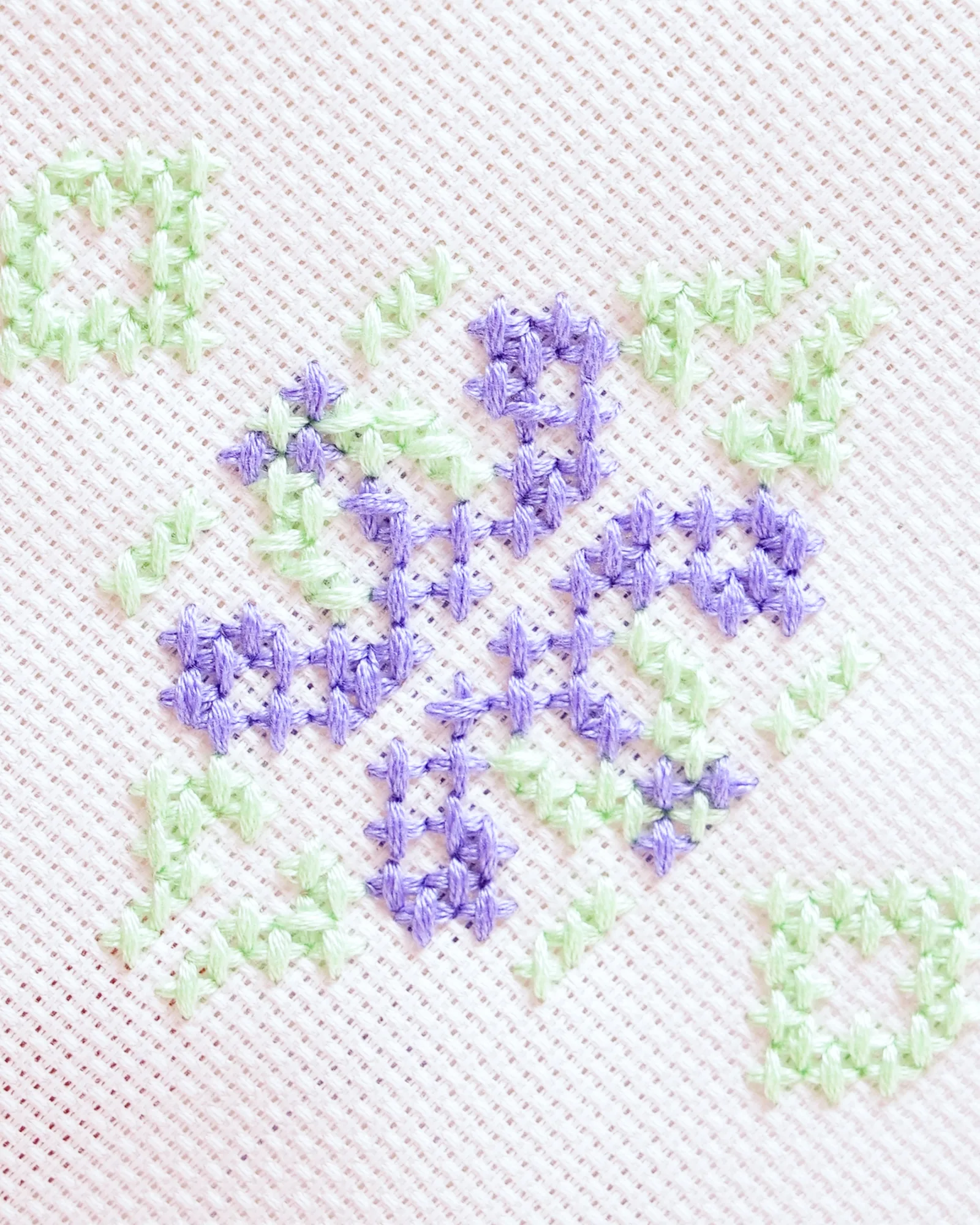 Blueberry muffin process photo — Cross-stitching